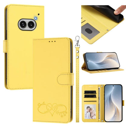 Happy Heart Pattern Magnetic Closure Vegan Leather Phone Case with Wrist Strap, For Nothing Phone 4a Pro, For Nothing Phone 4a, For Nothing Phone 3a Lite, For Nothing Phone 3, For Nothing CMF Phone 2 Pro, For Nothing Phone 3a, For Nothing Phone 3a Pro ...