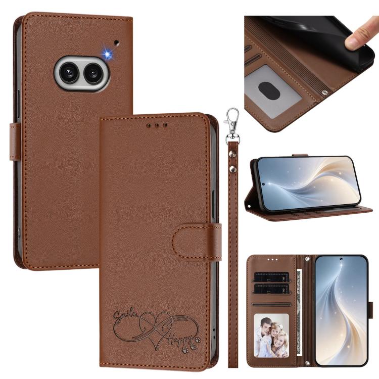 Happy Heart Pattern Magnetic Closure Vegan Leather Phone Case with Wrist Strap, For Nothing Phone 4a Pro, For Nothing Phone 4a, For Nothing Phone 3a Lite, For Nothing Phone 3, For Nothing CMF Phone 2 Pro, For Nothing Phone 3a, For Nothing Phone 3a Pro ...
