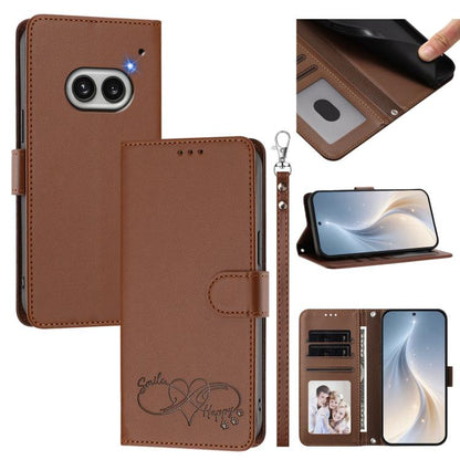 Happy Heart Pattern Magnetic Closure Vegan Leather Phone Case with Wrist Strap, For Nothing Phone 4a Pro, For Nothing Phone 4a, For Nothing Phone 3a Lite, For Nothing Phone 3, For Nothing CMF Phone 2 Pro, For Nothing Phone 3a, For Nothing Phone 3a Pro ...