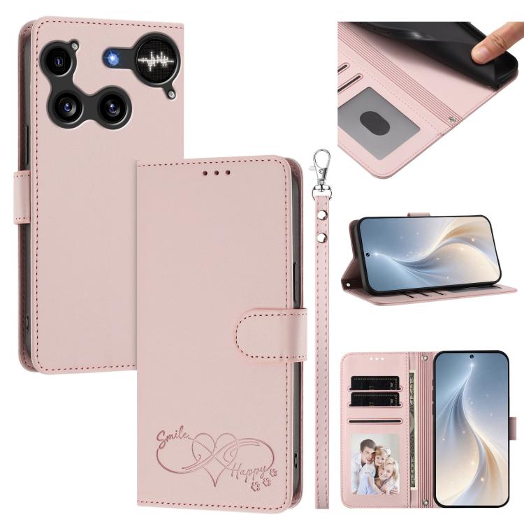 Happy Heart Pattern Magnetic Closure Vegan Leather Phone Case with Wrist Strap, For Nothing Phone 4a Pro, For Nothing Phone 4a, For Nothing Phone 3a Lite, For Nothing Phone 3, For Nothing CMF Phone 2 Pro, For Nothing Phone 3a, For Nothing Phone 3a Pro ...