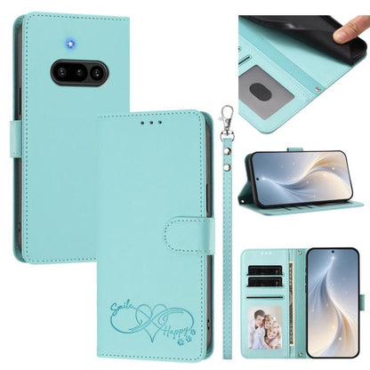 Happy Heart Pattern Magnetic Closure Vegan Leather Phone Case with Wrist Strap, For Nothing Phone 4a Pro, For Nothing Phone 4a, For Nothing Phone 3a Lite, For Nothing Phone 3, For Nothing CMF Phone 2 Pro, For Nothing Phone 3a, For Nothing Phone 3a Pro ...