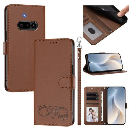 Happy Heart Pattern Magnetic Closure Vegan Leather Phone Case with Wrist Strap, For Nothing Phone 4a Pro, For Nothing Phone 4a, For Nothing Phone 3a Lite, For Nothing Phone 3, For Nothing CMF Phone 2 Pro, For Nothing Phone 3a, For Nothing Phone 3a Pro ...