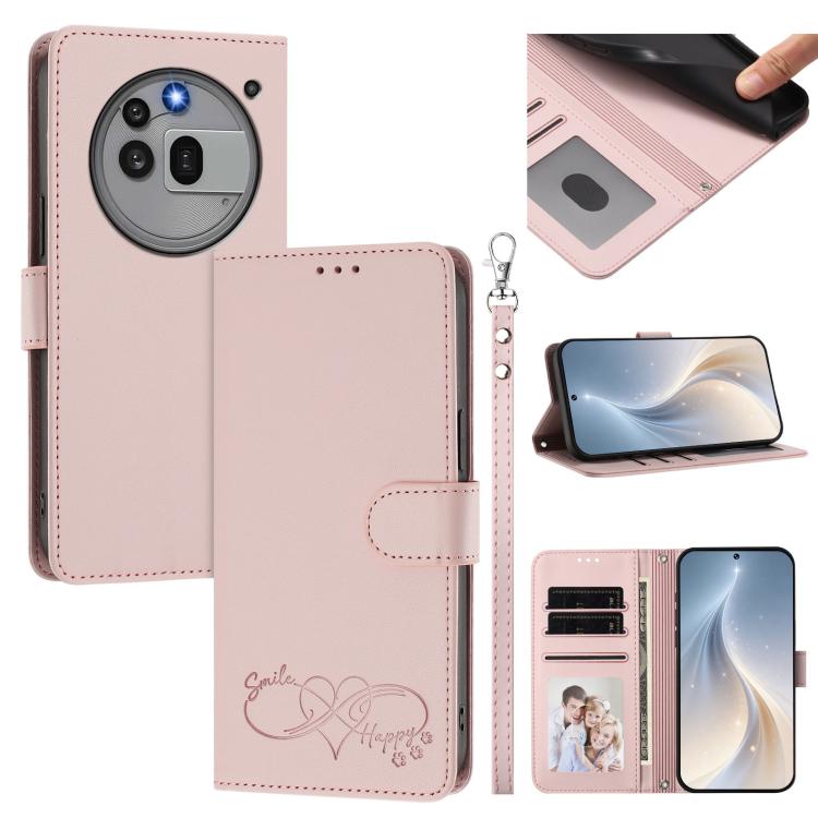 Happy Heart Pattern Magnetic Closure Vegan Leather Phone Case with Wrist Strap, For Nothing Phone 4a Pro, For Nothing Phone 4a, For Nothing Phone 3a Lite, For Nothing Phone 3, For Nothing CMF Phone 2 Pro, For Nothing Phone 3a, For Nothing Phone 3a Pro ...
