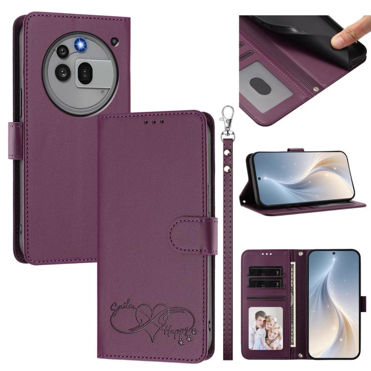 Happy Heart Pattern Magnetic Closure Vegan Leather Phone Case with Wrist Strap, For Nothing Phone 4a Pro, For Nothing Phone 4a, For Nothing Phone 3a Lite, For Nothing Phone 3, For Nothing CMF Phone 2 Pro, For Nothing Phone 3a, For Nothing Phone 3a Pro ...