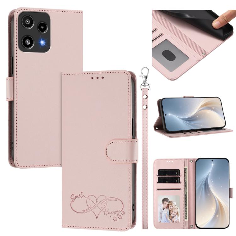 Happy Heart Pattern Magnetic Closure Vegan Leather Phone Case with Wrist Strap, For Nothing Phone 4a Pro, For Nothing Phone 4a, For Nothing Phone 3a Lite, For Nothing Phone 3, For Nothing CMF Phone 2 Pro, For Nothing Phone 3a, For Nothing Phone 3a Pro ...