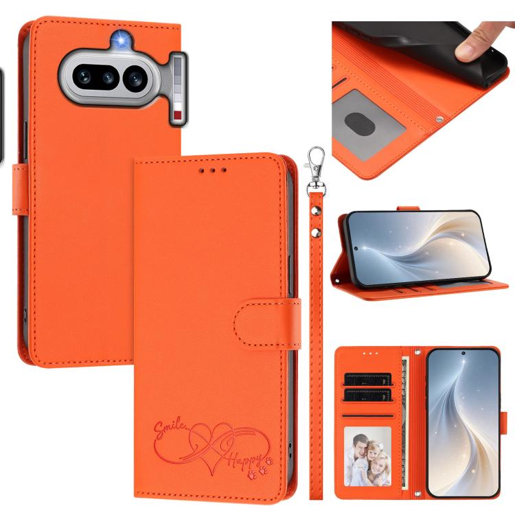 Happy Heart Pattern Magnetic Closure Vegan Leather Phone Case with Wrist Strap, For Nothing Phone 4a Pro, For Nothing Phone 4a, For Nothing Phone 3a Lite, For Nothing Phone 3, For Nothing CMF Phone 2 Pro, For Nothing Phone 3a, For Nothing Phone 3a Pro ...