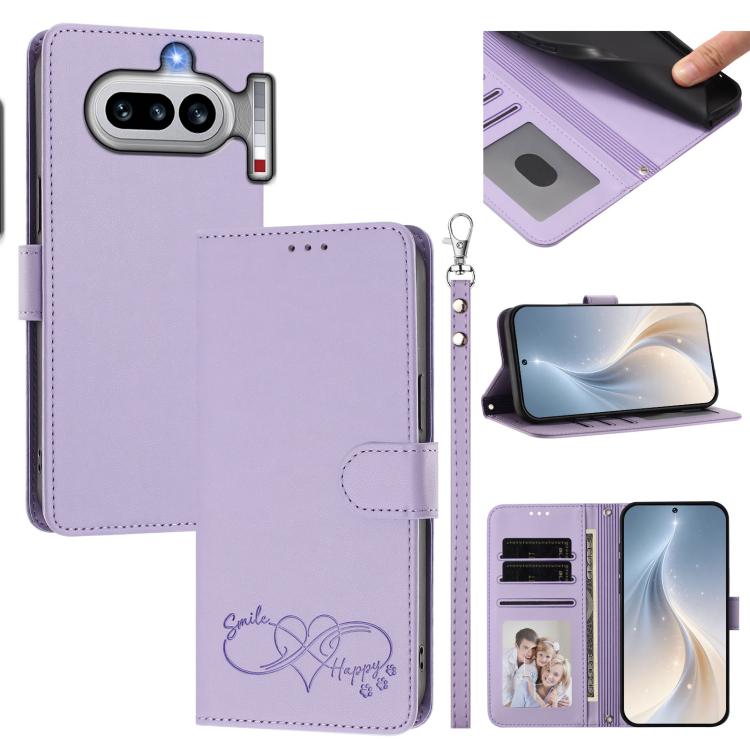 Happy Heart Pattern Magnetic Closure Vegan Leather Phone Case with Wrist Strap, For Nothing Phone 4a Pro, For Nothing Phone 4a, For Nothing Phone 3a Lite, For Nothing Phone 3, For Nothing CMF Phone 2 Pro, For Nothing Phone 3a, For Nothing Phone 3a Pro ...