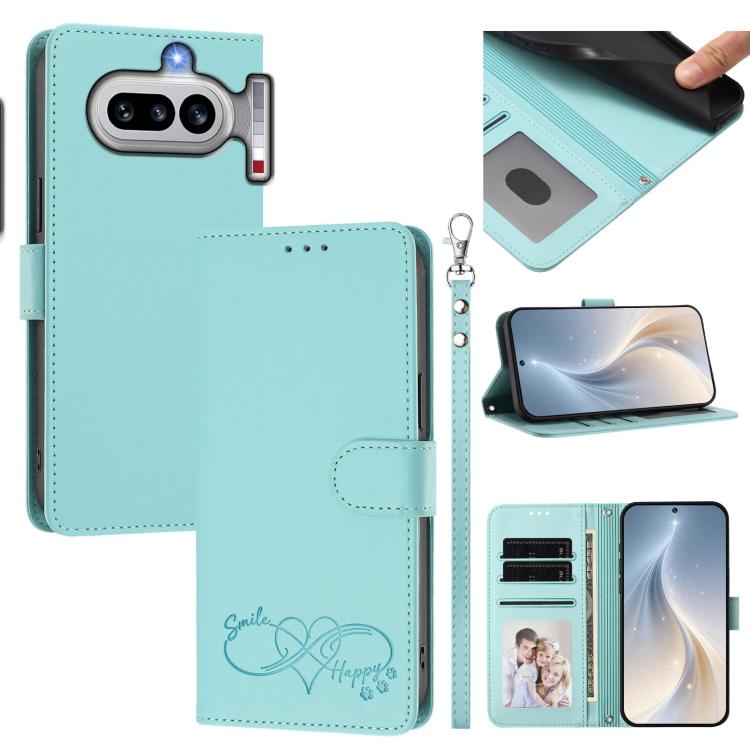 Happy Heart Pattern Magnetic Closure Vegan Leather Phone Case with Wrist Strap, For Nothing Phone 4a Pro, For Nothing Phone 4a, For Nothing Phone 3a Lite, For Nothing Phone 3, For Nothing CMF Phone 2 Pro, For Nothing Phone 3a, For Nothing Phone 3a Pro ...