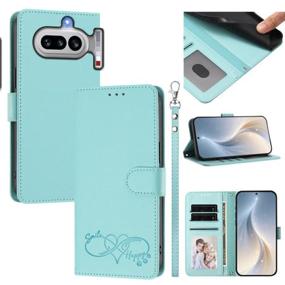 Happy Heart Pattern Magnetic Closure Vegan Leather Phone Case with Wrist Strap, For Nothing Phone 4a Pro, For Nothing Phone 4a, For Nothing Phone 3a Lite, For Nothing Phone 3, For Nothing CMF Phone 2 Pro, For Nothing Phone 3a, For Nothing Phone 3a Pro ...