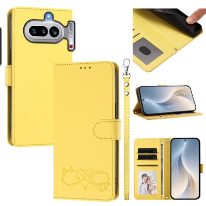 Happy Heart Pattern Magnetic Closure Vegan Leather Phone Case with Wrist Strap, For Nothing Phone 4a Pro, For Nothing Phone 4a, For Nothing Phone 3a Lite, For Nothing Phone 3, For Nothing CMF Phone 2 Pro, For Nothing Phone 3a, For Nothing Phone 3a Pro ...