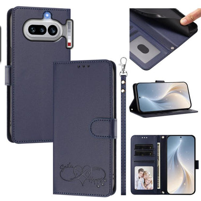Happy Heart Pattern Magnetic Closure Vegan Leather Phone Case with Wrist Strap, For Nothing Phone 4a Pro, For Nothing Phone 4a, For Nothing Phone 3a Lite, For Nothing Phone 3, For Nothing CMF Phone 2 Pro, For Nothing Phone 3a, For Nothing Phone 3a Pro ...
