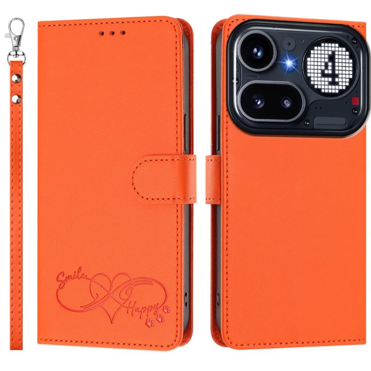 Happy Heart Pattern Magnetic Closure Vegan Leather Phone Case with Wrist Strap, For Nothing Phone 4a Pro, For Nothing Phone 4a, For Nothing Phone 3a Lite, For Nothing Phone 3, For Nothing CMF Phone 2 Pro, For Nothing Phone 3a, For Nothing Phone 3a Pro ...