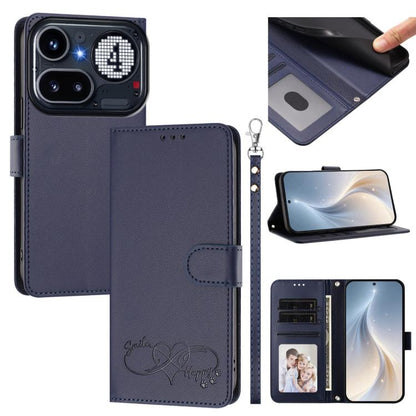 Happy Heart Pattern Magnetic Closure Vegan Leather Phone Case with Wrist Strap, For Nothing Phone 4a Pro, For Nothing Phone 4a, For Nothing Phone 3a Lite, For Nothing Phone 3, For Nothing CMF Phone 2 Pro, For Nothing Phone 3a, For Nothing Phone 3a Pro ...