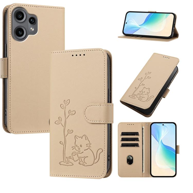 YX0014 Cat Watering Tree Buckle Vegan Leather Phone Case with Lanyard, For Nothing Phone 4a, For Nothing Phone 4a Pro, For Nothing CMF Phone 2 Pro, For Nothing Phone 3a, For Nothing Phone 3a Pro, For Nothing Phone 2a, For Nothing Phone 2