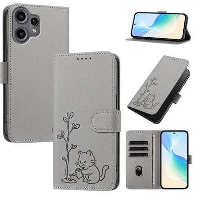 YX0014 Cat Watering Tree Buckle Vegan Leather Phone Case with Lanyard, For Nothing Phone 4a, For Nothing Phone 4a Pro, For Nothing CMF Phone 2 Pro, For Nothing Phone 3a, For Nothing Phone 3a Pro, For Nothing Phone 2a, For Nothing Phone 2