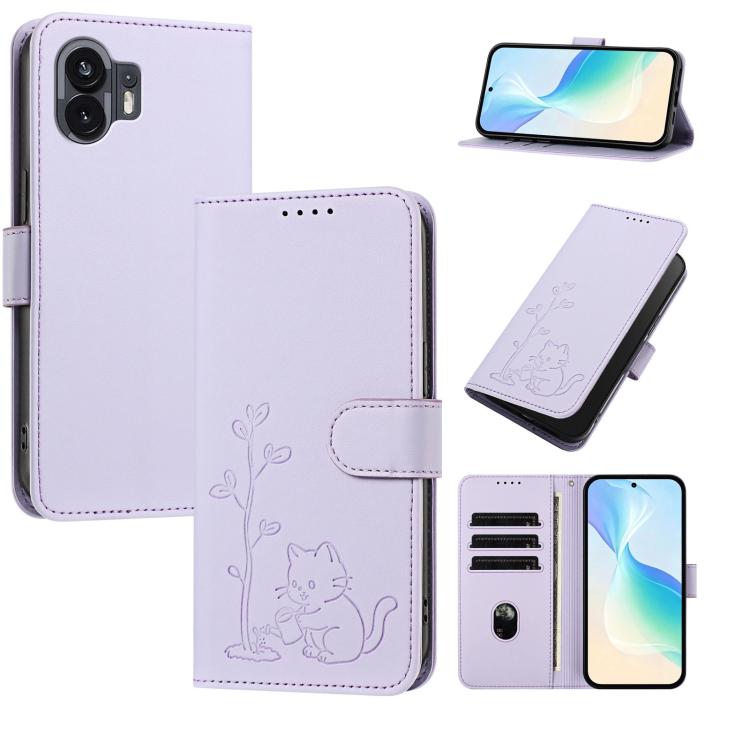YX0014 Cat Watering Tree Buckle Vegan Leather Phone Case with Lanyard, For Nothing Phone 4a, For Nothing Phone 4a Pro, For Nothing CMF Phone 2 Pro, For Nothing Phone 3a, For Nothing Phone 3a Pro, For Nothing Phone 2a, For Nothing Phone 2