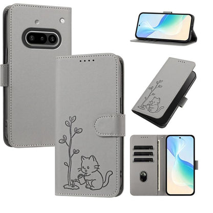 YX0014 Cat Watering Tree Buckle Vegan Leather Phone Case with Lanyard, For Nothing Phone 4a, For Nothing Phone 4a Pro, For Nothing CMF Phone 2 Pro, For Nothing Phone 3a, For Nothing Phone 3a Pro, For Nothing Phone 2a, For Nothing Phone 2