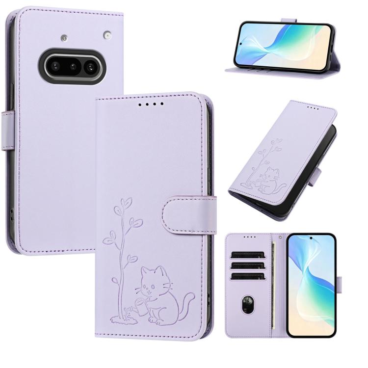 YX0014 Cat Watering Tree Buckle Vegan Leather Phone Case with Lanyard, For Nothing Phone 4a, For Nothing Phone 4a Pro, For Nothing CMF Phone 2 Pro, For Nothing Phone 3a, For Nothing Phone 3a Pro, For Nothing Phone 2a, For Nothing Phone 2