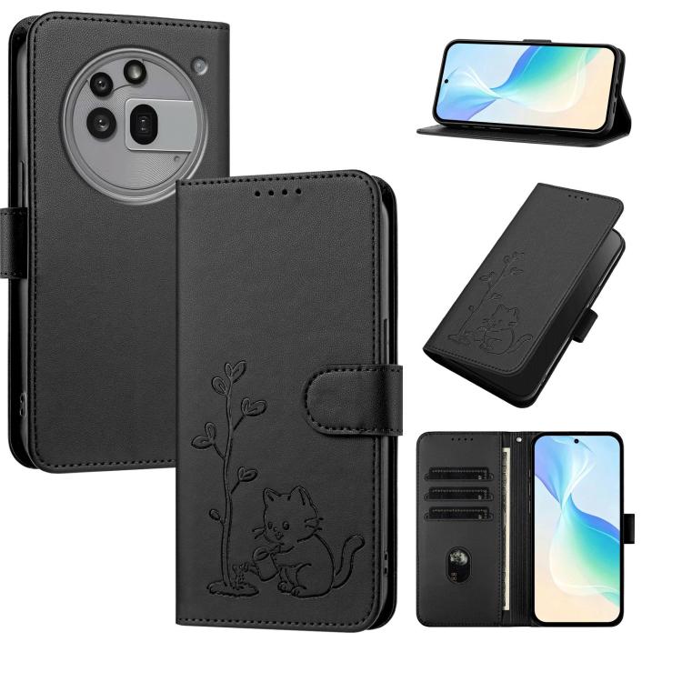 YX0014 Cat Watering Tree Buckle Vegan Leather Phone Case with Lanyard, For Nothing Phone 4a, For Nothing Phone 4a Pro, For Nothing CMF Phone 2 Pro, For Nothing Phone 3a, For Nothing Phone 3a Pro, For Nothing Phone 2a, For Nothing Phone 2