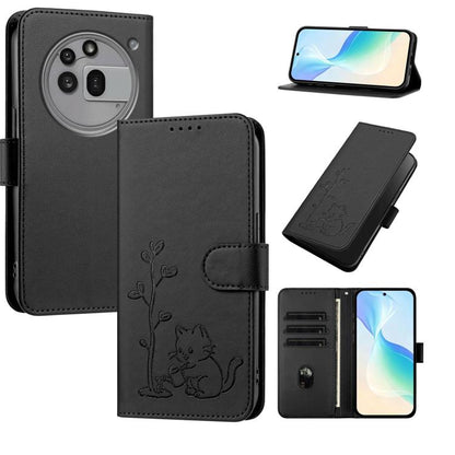 YX0014 Cat Watering Tree Buckle Vegan Leather Phone Case with Lanyard, For Nothing Phone 4a, For Nothing Phone 4a Pro, For Nothing CMF Phone 2 Pro, For Nothing Phone 3a, For Nothing Phone 3a Pro, For Nothing Phone 2a, For Nothing Phone 2