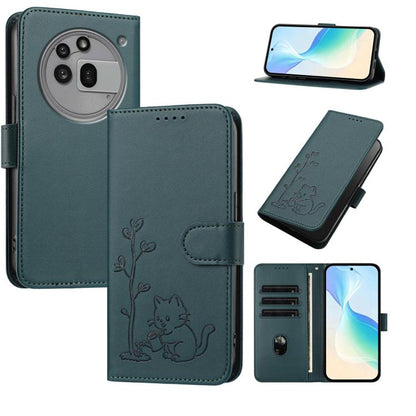 YX0014 Cat Watering Tree Buckle Vegan Leather Phone Case with Lanyard, For Nothing Phone 4a, For Nothing Phone 4a Pro, For Nothing CMF Phone 2 Pro, For Nothing Phone 3a, For Nothing Phone 3a Pro, For Nothing Phone 2a, For Nothing Phone 2