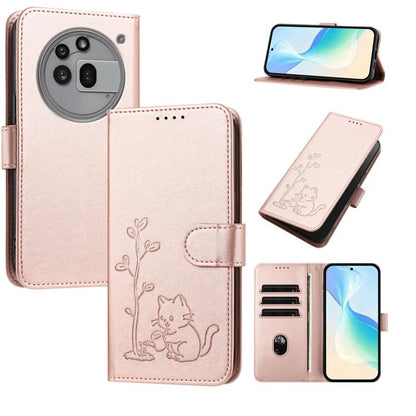 YX0014 Cat Watering Tree Buckle Vegan Leather Phone Case with Lanyard, For Nothing Phone 4a, For Nothing Phone 4a Pro, For Nothing CMF Phone 2 Pro, For Nothing Phone 3a, For Nothing Phone 3a Pro, For Nothing Phone 2a, For Nothing Phone 2
