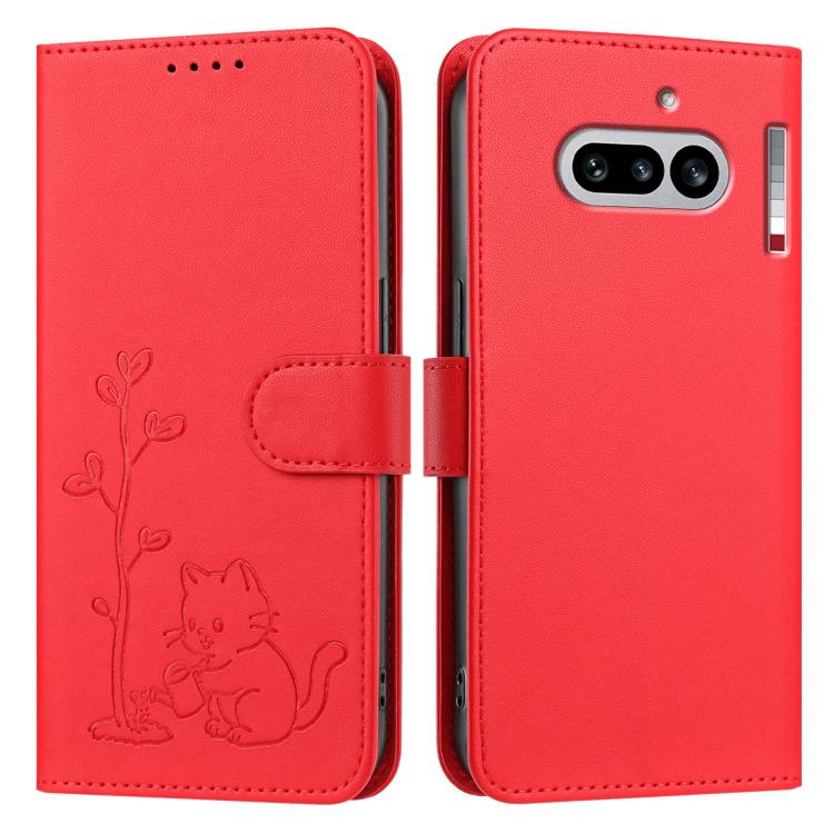 YX0014 Cat Watering Tree Buckle Vegan Leather Phone Case with Lanyard, For Nothing Phone 4a, For Nothing Phone 4a Pro, For Nothing CMF Phone 2 Pro, For Nothing Phone 3a, For Nothing Phone 3a Pro, For Nothing Phone 2a, For Nothing Phone 2