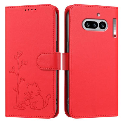 YX0014 Cat Watering Tree Buckle Vegan Leather Phone Case with Lanyard, For Nothing Phone 4a, For Nothing Phone 4a Pro, For Nothing CMF Phone 2 Pro, For Nothing Phone 3a, For Nothing Phone 3a Pro, For Nothing Phone 2a, For Nothing Phone 2