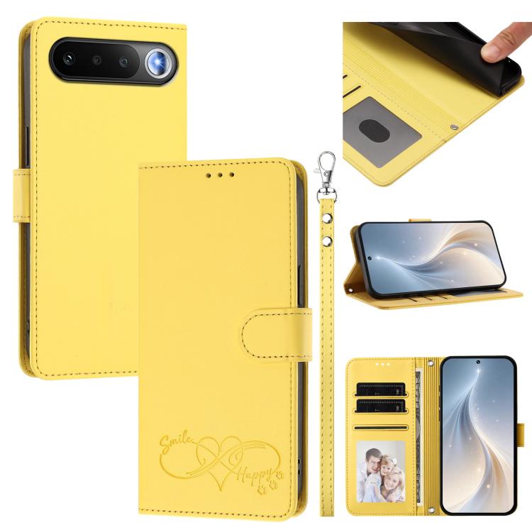 Happy Heart Pattern Magnetic Closure Vegan Leather Phone Case with Wrist Strap, For Realme 16T 5G Global, For Realme C85 5G Global / 15x 5G, For Realme P4 Power 5G, For Realme Note 80 4G Global, For Realme C83 5G India / C85 / 15x, For Realme 16 5G Glo...