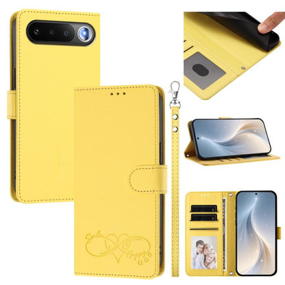 Happy Heart Pattern Magnetic Closure Vegan Leather Phone Case with Wrist Strap, For Realme 16T 5G Global, For Realme C85 5G Global / 15x 5G, For Realme P4 Power 5G, For Realme Note 80 4G Global, For Realme C83 5G India / C85 / 15x, For Realme 16 5G Glo...
