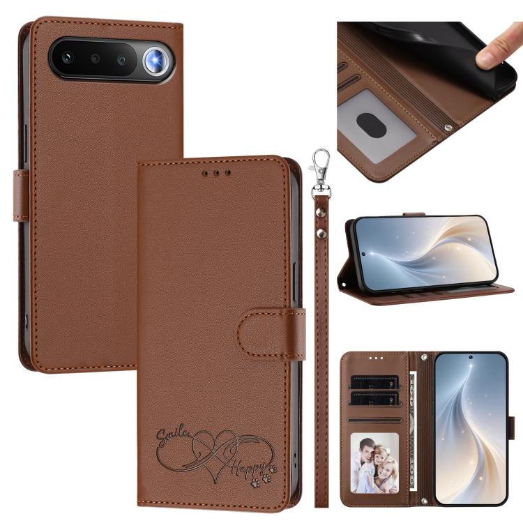 Happy Heart Pattern Magnetic Closure Vegan Leather Phone Case with Wrist Strap, For Realme 16T 5G Global, For Realme C85 5G Global / 15x 5G, For Realme P4 Power 5G, For Realme Note 80 4G Global, For Realme C83 5G India / C85 / 15x, For Realme 16 5G Glo...