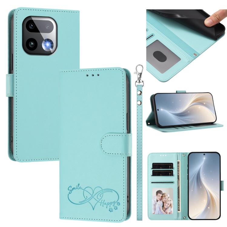 Happy Heart Pattern Magnetic Closure Vegan Leather Phone Case with Wrist Strap, For Realme 16T 5G Global, For Realme C85 5G Global / 15x 5G, For Realme P4 Power 5G, For Realme Note 80 4G Global, For Realme C83 5G India / C85 / 15x, For Realme 16 5G Glo...