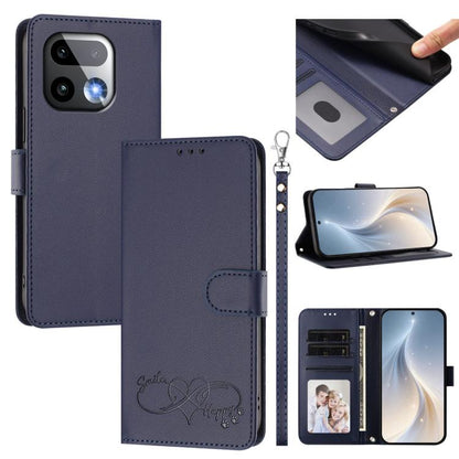 Happy Heart Pattern Magnetic Closure Vegan Leather Phone Case with Wrist Strap, For Realme 16T 5G Global, For Realme C85 5G Global / 15x 5G, For Realme P4 Power 5G, For Realme Note 80 4G Global, For Realme C83 5G India / C85 / 15x, For Realme 16 5G Glo...
