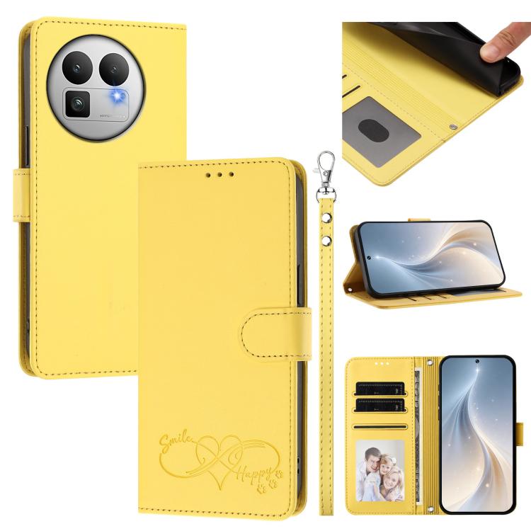 Happy Heart Pattern Magnetic Closure Vegan Leather Phone Case with Wrist Strap, For Realme 16T 5G Global, For Realme C85 5G Global / 15x 5G, For Realme P4 Power 5G, For Realme Note 80 4G Global, For Realme C83 5G India / C85 / 15x, For Realme 16 5G Glo...