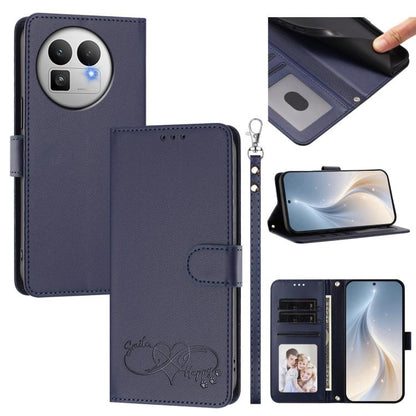Happy Heart Pattern Magnetic Closure Vegan Leather Phone Case with Wrist Strap, For Realme 16T 5G Global, For Realme C85 5G Global / 15x 5G, For Realme P4 Power 5G, For Realme Note 80 4G Global, For Realme C83 5G India / C85 / 15x, For Realme 16 5G Glo...