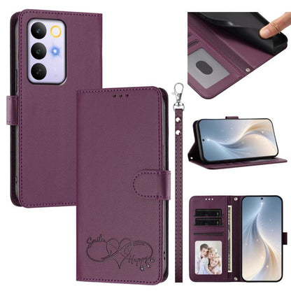 Happy Heart Pattern Magnetic Closure Vegan Leather Phone Case with Wrist Strap, For Realme 16T 5G Global, For Realme C85 5G Global / 15x 5G, For Realme P4 Power 5G, For Realme Note 80 4G Global, For Realme C83 5G India / C85 / 15x, For Realme 16 5G Glo...