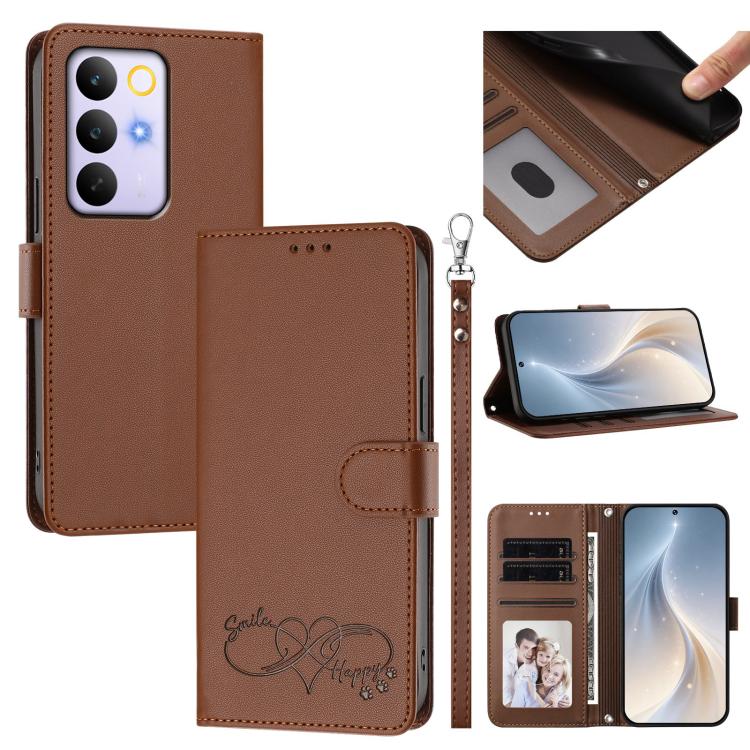 Happy Heart Pattern Magnetic Closure Vegan Leather Phone Case with Wrist Strap, For Realme P4x 5G, For Realme C71 4G India / Note 70 4G, For Realme C85 Pro 4G, For Realme P4 Pro 5G, For Realme P4 5G, For Realme 15T 5G Global                            ...