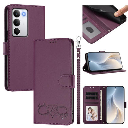 Happy Heart Pattern Magnetic Closure Vegan Leather Phone Case with Wrist Strap, For Realme P4x 5G, For Realme C71 4G India / Note 70 4G, For Realme C85 Pro 4G, For Realme P4 Pro 5G, For Realme P4 5G, For Realme 15T 5G Global                            ...