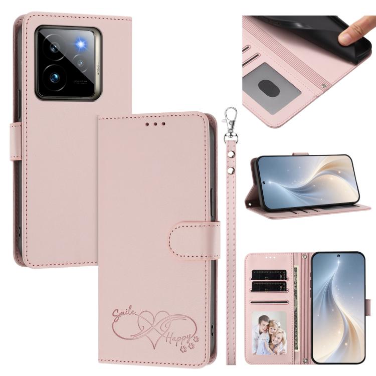 Happy Heart Pattern Magnetic Closure Vegan Leather Phone Case with Wrist Strap, For Realme 14 Pro+ 5G, For Realme 14 Pro+ 5G Global, For Realme 14 Pro 5G India, For Realme GT 7 Pro 5G / GT7 Pro Racing 5G, For Realme C63 5G Global                       ...
