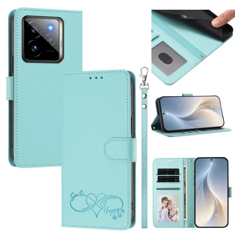 Happy Heart Pattern Magnetic Closure Vegan Leather Phone Case with Wrist Strap, For Realme 14 Pro+ 5G, For Realme 14 Pro+ 5G Global, For Realme 14 Pro 5G India, For Realme GT 7 Pro 5G / GT7 Pro Racing 5G, For Realme C63 5G Global                       ...