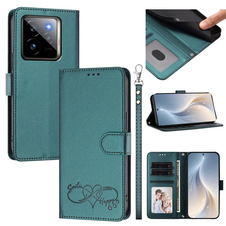 Happy Heart Pattern Magnetic Closure Vegan Leather Phone Case with Wrist Strap, For Realme 14 Pro+ 5G, For Realme 14 Pro+ 5G Global, For Realme 14 Pro 5G India, For Realme GT 7 Pro 5G / GT7 Pro Racing 5G, For Realme C63 5G Global                       ...