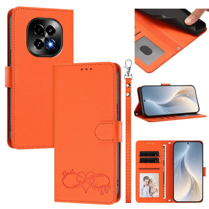Happy Heart Pattern Magnetic Closure Vegan Leather Phone Case with Wrist Strap, For Realme 14 Pro+ 5G, For Realme 14 Pro+ 5G Global, For Realme 14 Pro 5G India, For Realme GT 7 Pro 5G / GT7 Pro Racing 5G, For Realme C63 5G Global                       ...