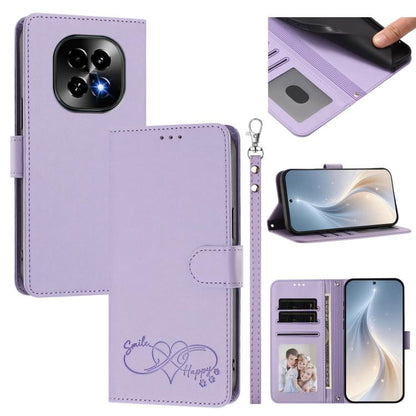 Happy Heart Pattern Magnetic Closure Vegan Leather Phone Case with Wrist Strap, For Realme 14 Pro+ 5G, For Realme 14 Pro+ 5G Global, For Realme 14 Pro 5G India, For Realme GT 7 Pro 5G / GT7 Pro Racing 5G, For Realme C63 5G Global                       ...