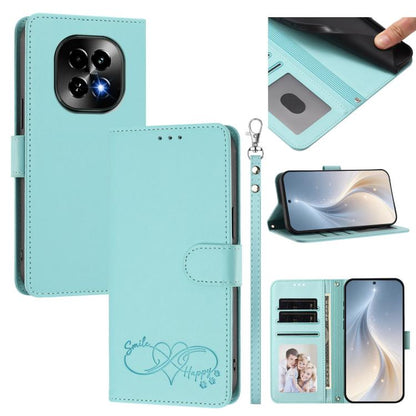 Happy Heart Pattern Magnetic Closure Vegan Leather Phone Case with Wrist Strap, For Realme 14 Pro+ 5G, For Realme 14 Pro+ 5G Global, For Realme 14 Pro 5G India, For Realme GT 7 Pro 5G / GT7 Pro Racing 5G, For Realme C63 5G Global                       ...