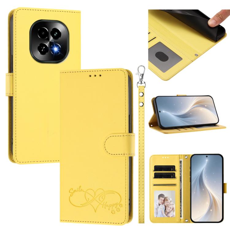 Happy Heart Pattern Magnetic Closure Vegan Leather Phone Case with Wrist Strap, For Realme 14 Pro+ 5G, For Realme 14 Pro+ 5G Global, For Realme 14 Pro 5G India, For Realme GT 7 Pro 5G / GT7 Pro Racing 5G, For Realme C63 5G Global                       ...