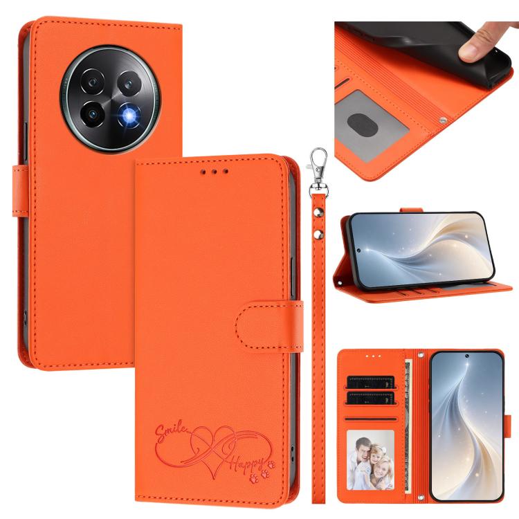 Happy Heart Pattern Magnetic Closure Vegan Leather Phone Case with Wrist Strap, For Realme 14 Pro+ 5G, For Realme 14 Pro+ 5G Global, For Realme 14 Pro 5G India, For Realme GT 7 Pro 5G / GT7 Pro Racing 5G, For Realme C63 5G Global                       ...