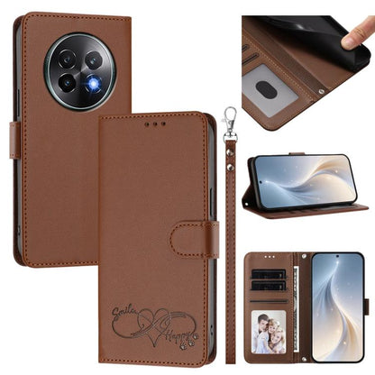 Happy Heart Pattern Magnetic Closure Vegan Leather Phone Case with Wrist Strap, For Realme 14 Pro+ 5G, For Realme 14 Pro+ 5G Global, For Realme 14 Pro 5G India, For Realme GT 7 Pro 5G / GT7 Pro Racing 5G, For Realme C63 5G Global                       ...