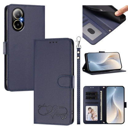 Happy Heart Pattern Magnetic Closure Vegan Leather Phone Case with Wrist Strap, For Realme GT 6 5G / GT 6T 5G Global, For Realme C67 4G / 12 Lite 4G Global, For Realme 12 Pro 5G / 12 Pro+ 5G Global, For Realme C53 4G Global / C51 4G                    ...