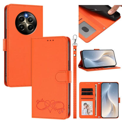 Happy Heart Pattern Magnetic Closure Vegan Leather Phone Case with Wrist Strap, For Realme GT 6 5G / GT 6T 5G Global, For Realme C67 4G / 12 Lite 4G Global, For Realme 12 Pro 5G / 12 Pro+ 5G Global, For Realme C53 4G Global / C51 4G                    ...