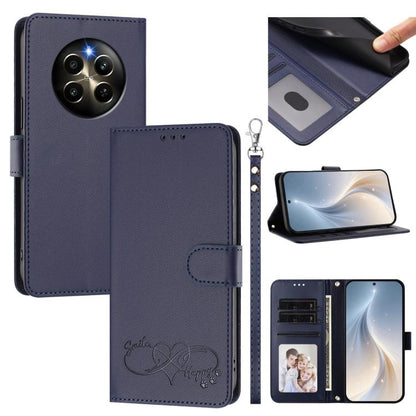 Happy Heart Pattern Magnetic Closure Vegan Leather Phone Case with Wrist Strap, For Realme GT 6 5G / GT 6T 5G Global, For Realme C67 4G / 12 Lite 4G Global, For Realme 12 Pro 5G / 12 Pro+ 5G Global, For Realme C53 4G Global / C51 4G                    ...
